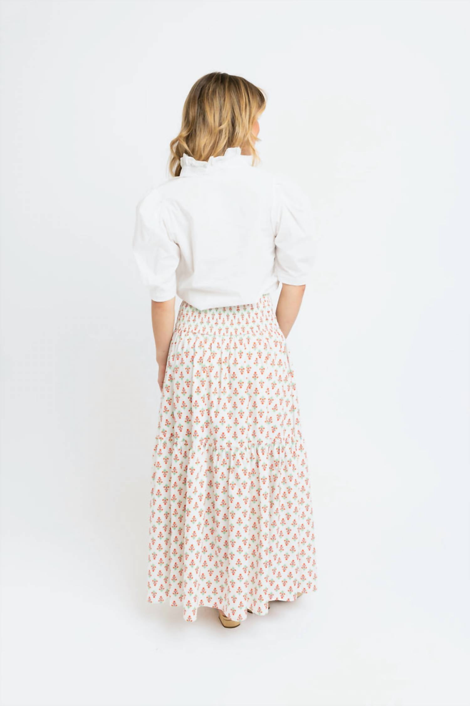 Karlie - Sweet Bloom Digital Floral Smock Tier Maxi Skirt