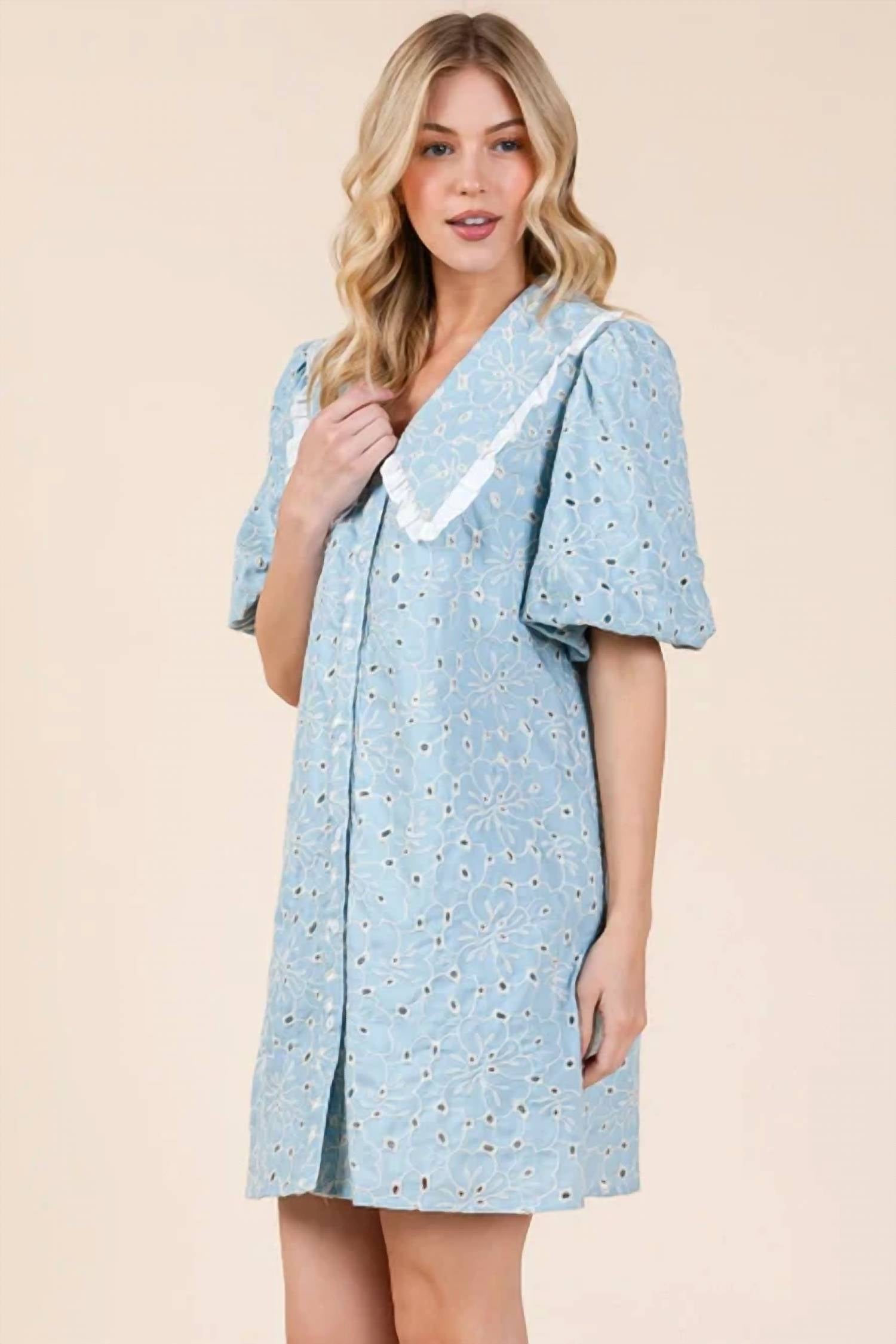 Geegee - Petal Pusher Eyelet Mini Dress