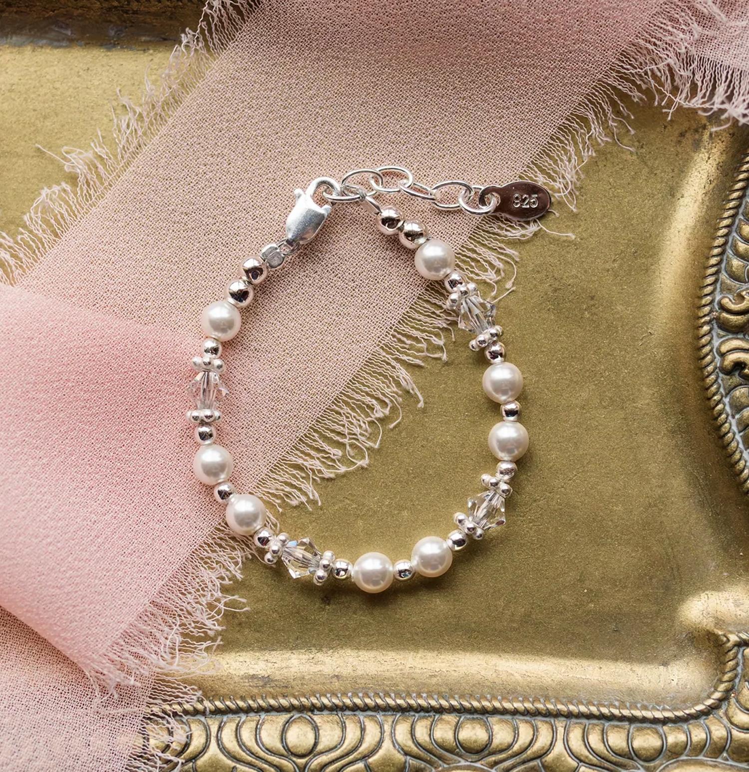 Cherished Moments - Baby Girls Hope Pearl And Sterling Silver Bracelet