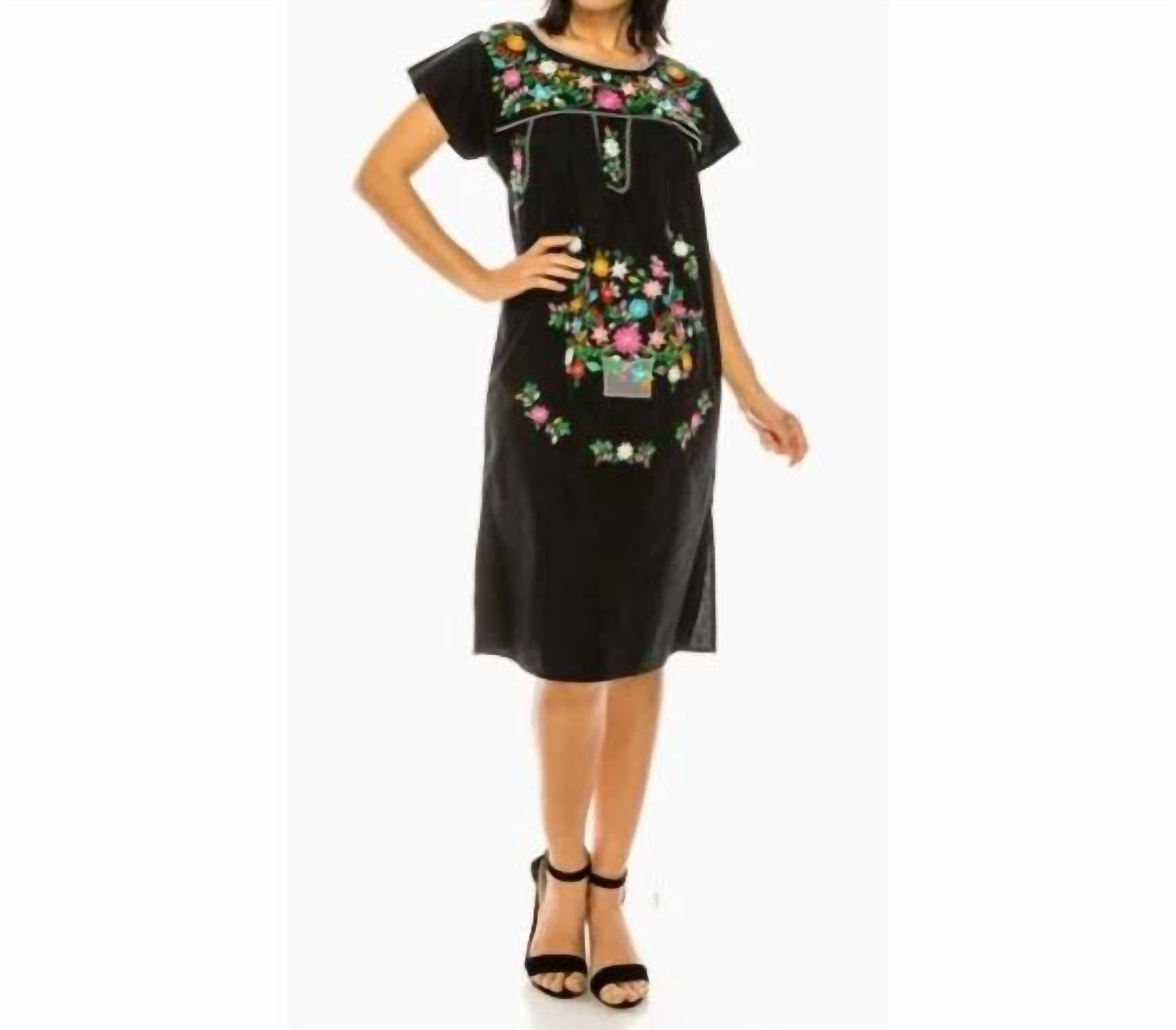Unik - Floral Embroidered Cotton Dress