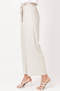 Mystree - Paper Waist Linen Wide Leg Pants