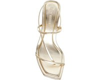 STEVE MADDEN Women's Locke Leather Strappy Y2k Mid Heels Sandals in champagne - women's sandal - detail view