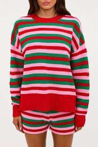Beach Riot Callie Sweater in ruby stripe 1 - women's sweater - detail view
