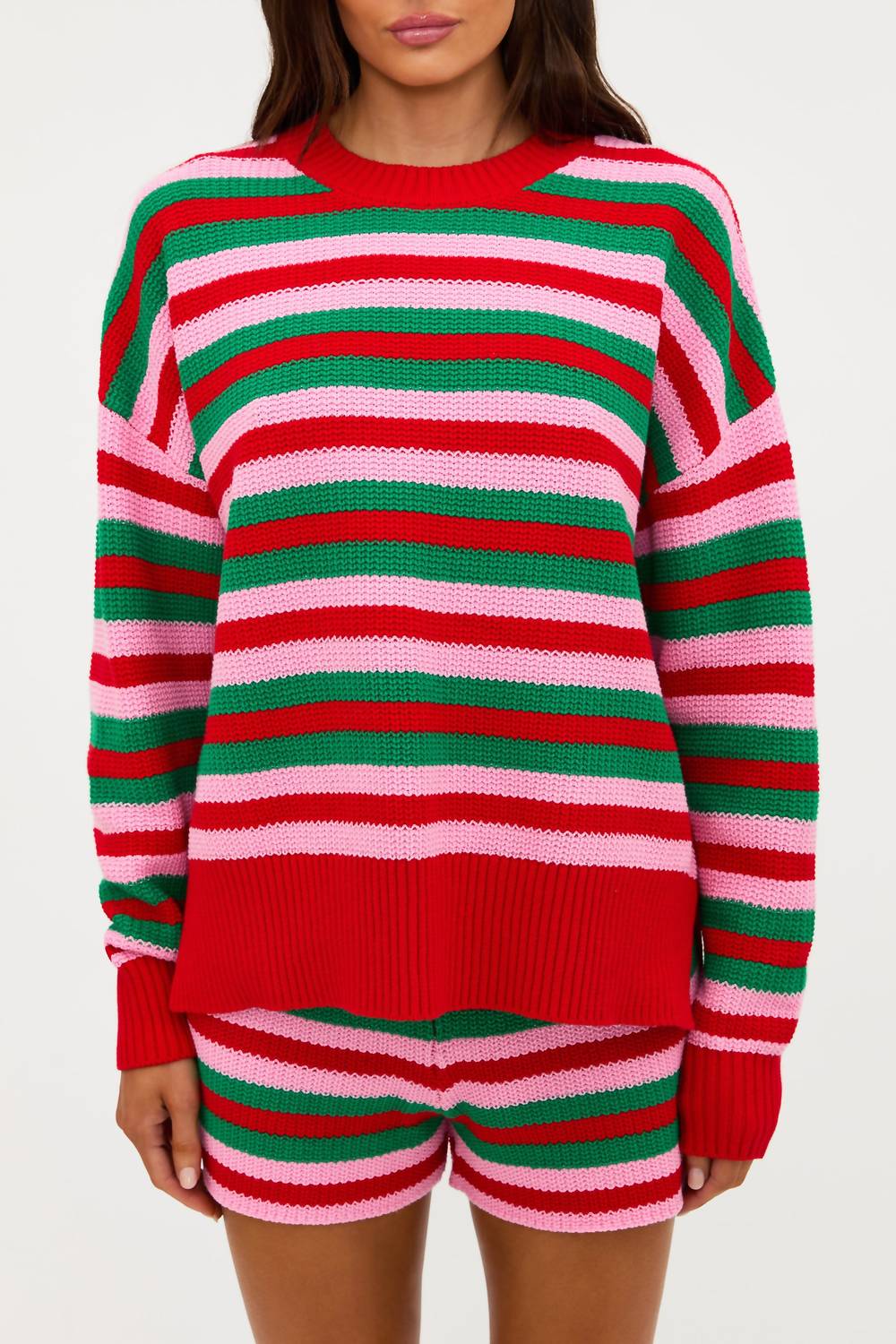 Beach Riot Callie Sweater in ruby stripe 1 - women's sweater - detail view