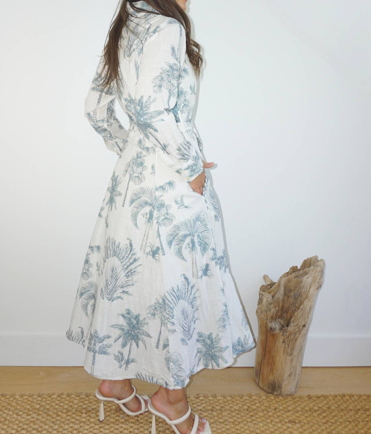 NIBI MTK Sierra Dress in faded teal palms - women's dress - view 4