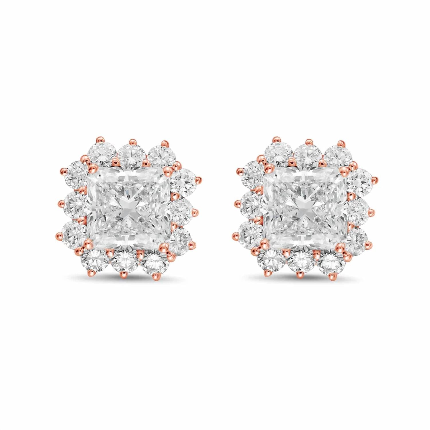 Diana M Jewels - Women's Radiant Lab-Grown Diamond Stud Earrings (7.00 Ct TCW) - Elegant