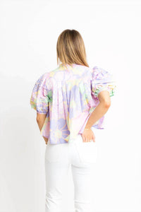Karlie - Floral Puff-sleeve Top