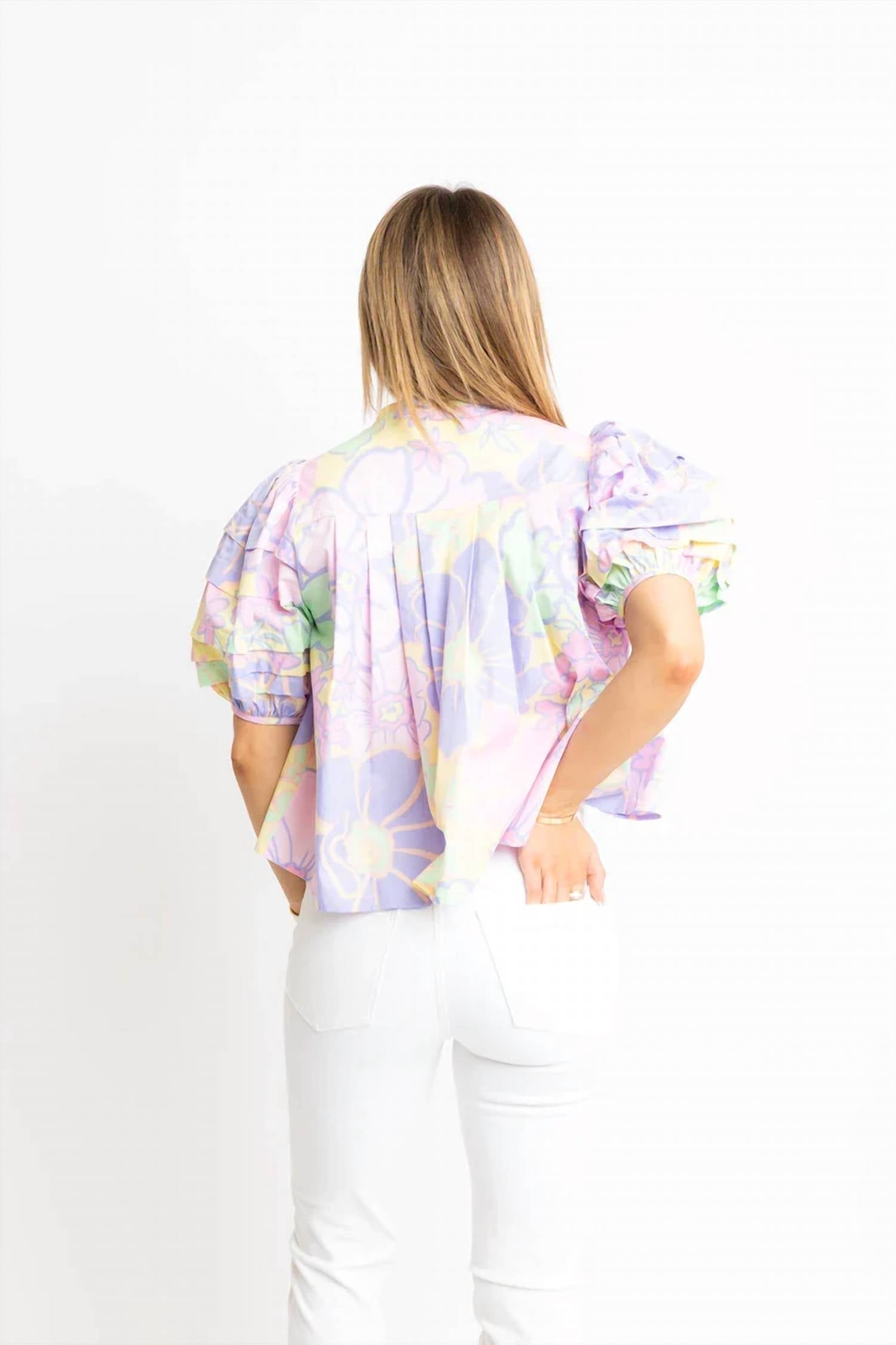 Karlie - Floral Puff-sleeve Top