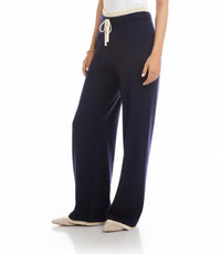 Karen Kane - Cyan Contrast Drawstring Wide-leg Sweater Pants