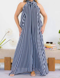 Karen Kane - Sleeveless Halter Striped Jumpsuit