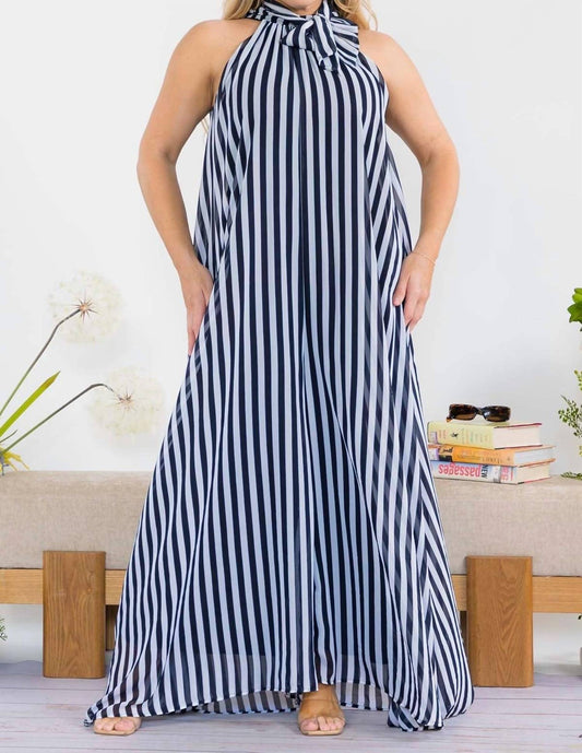 Karen Kane - Sleeveless Halter Striped Jumpsuit
