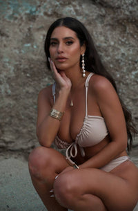 Kadimah - Tellulah Ruched Tie-front Bikini Top