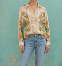 Farm Rio - Royal Sea Crochet Blouse