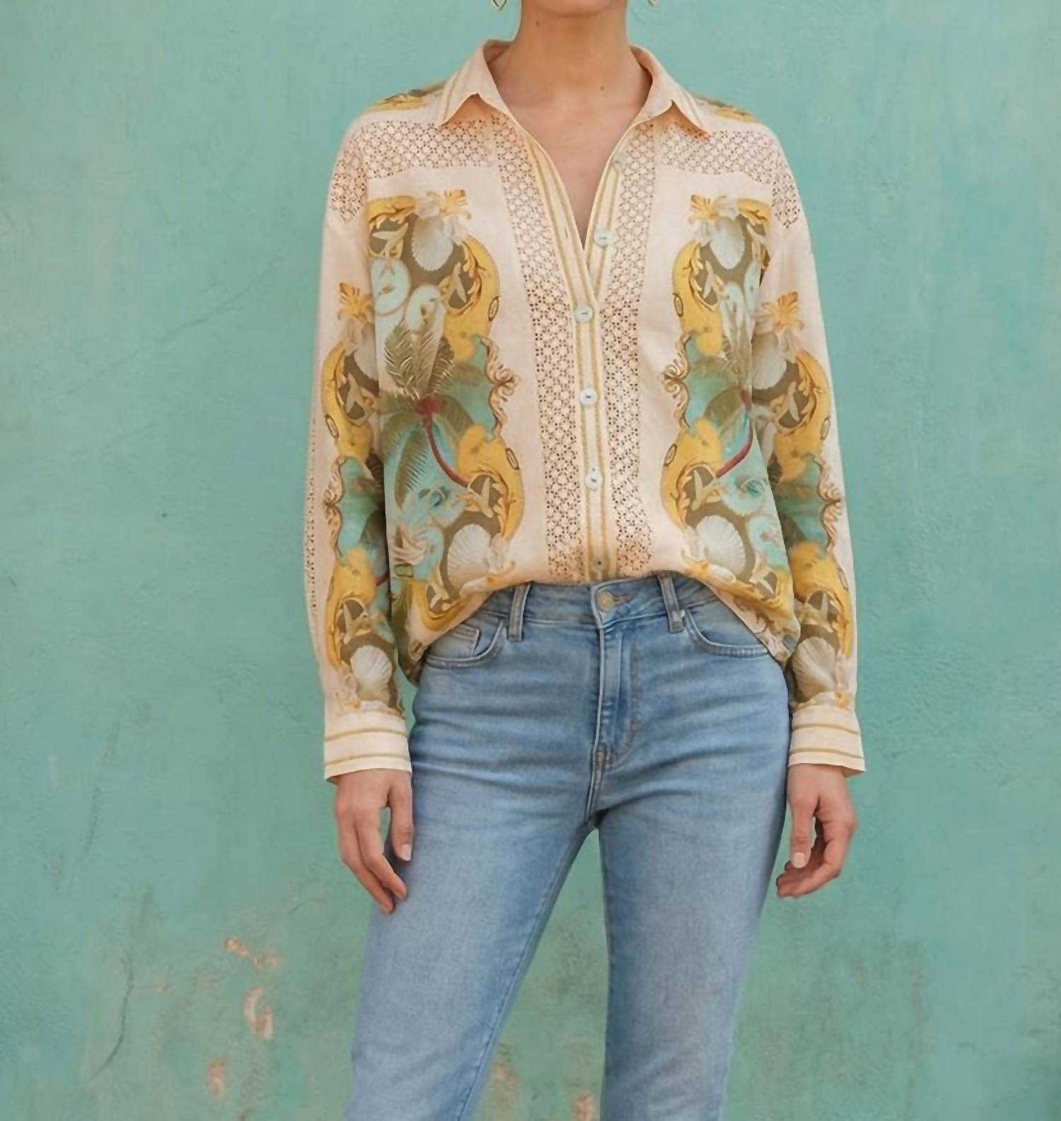 Farm Rio - Royal Sea Crochet Blouse