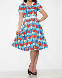 Orchid Bloom - Stripe And Dot Swing Dress