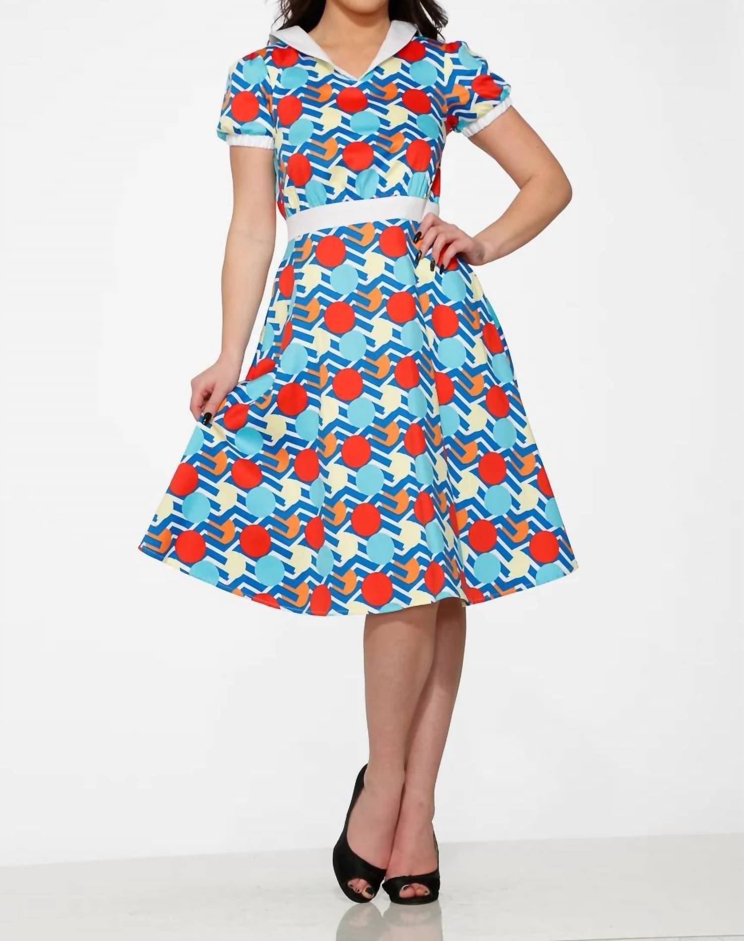 Orchid Bloom - Stripe And Dot Swing Dress