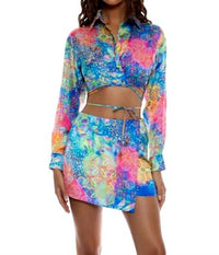 Luli Fama - Collared Wrap Crop Top