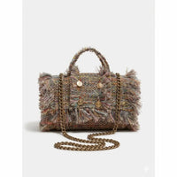 Elektra'S Workshop - Women's Top Handle Fabric Fringe Boucle Bag