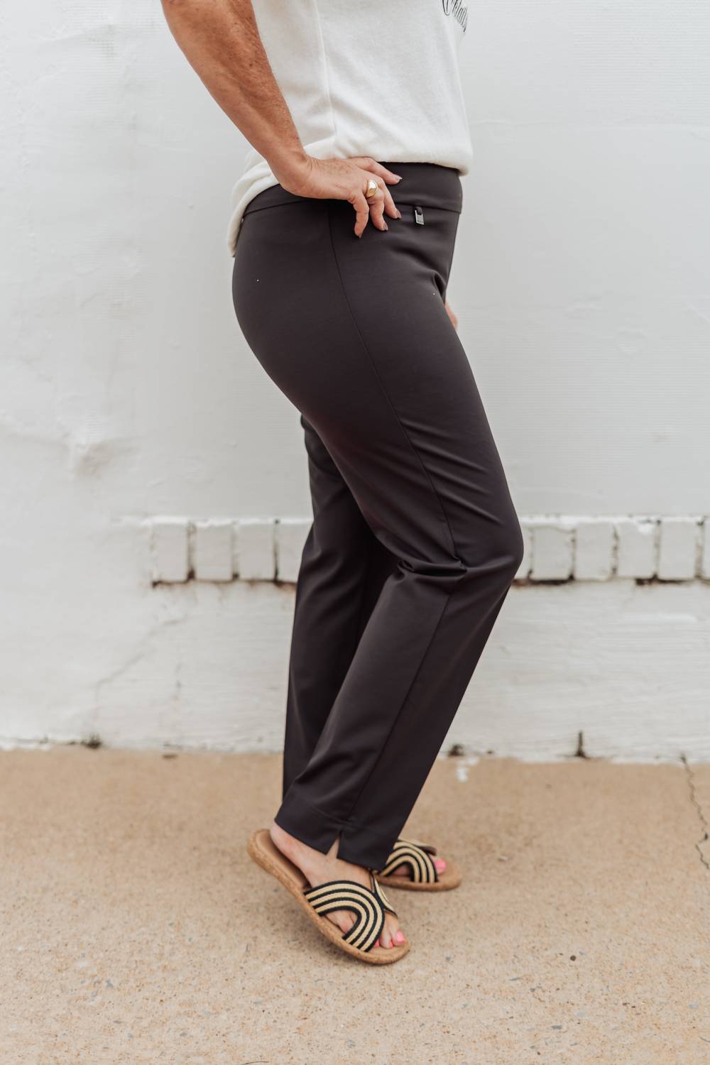 Multiples - Wide Band Elastic Waist Ankle Pants