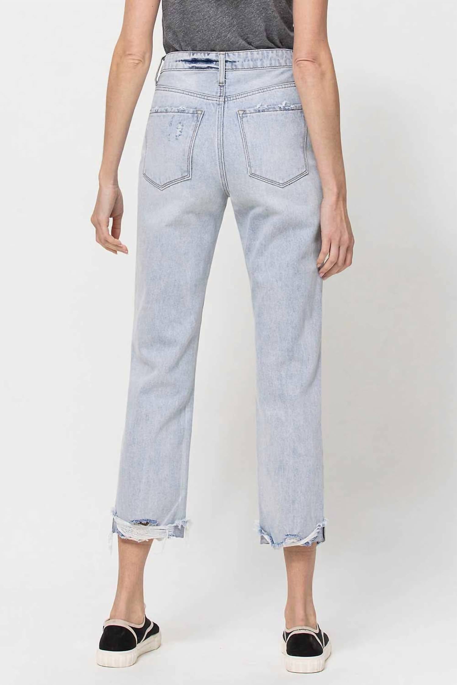Vervet By Flying Monkey - Super High Relaxed Cuffed Straight Leg Jeans