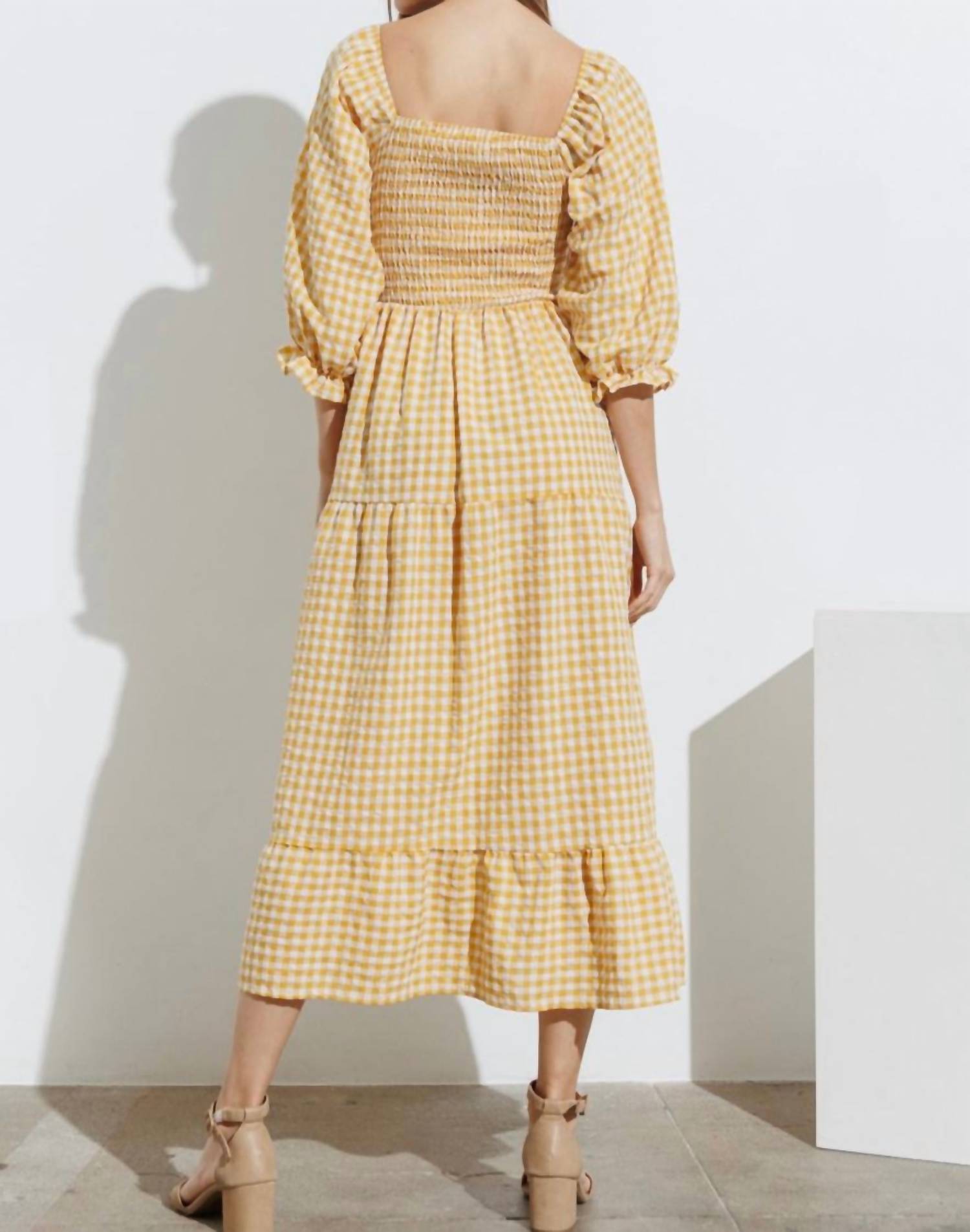 Polagram - Sunshine Smocked Bodice Midi Dress