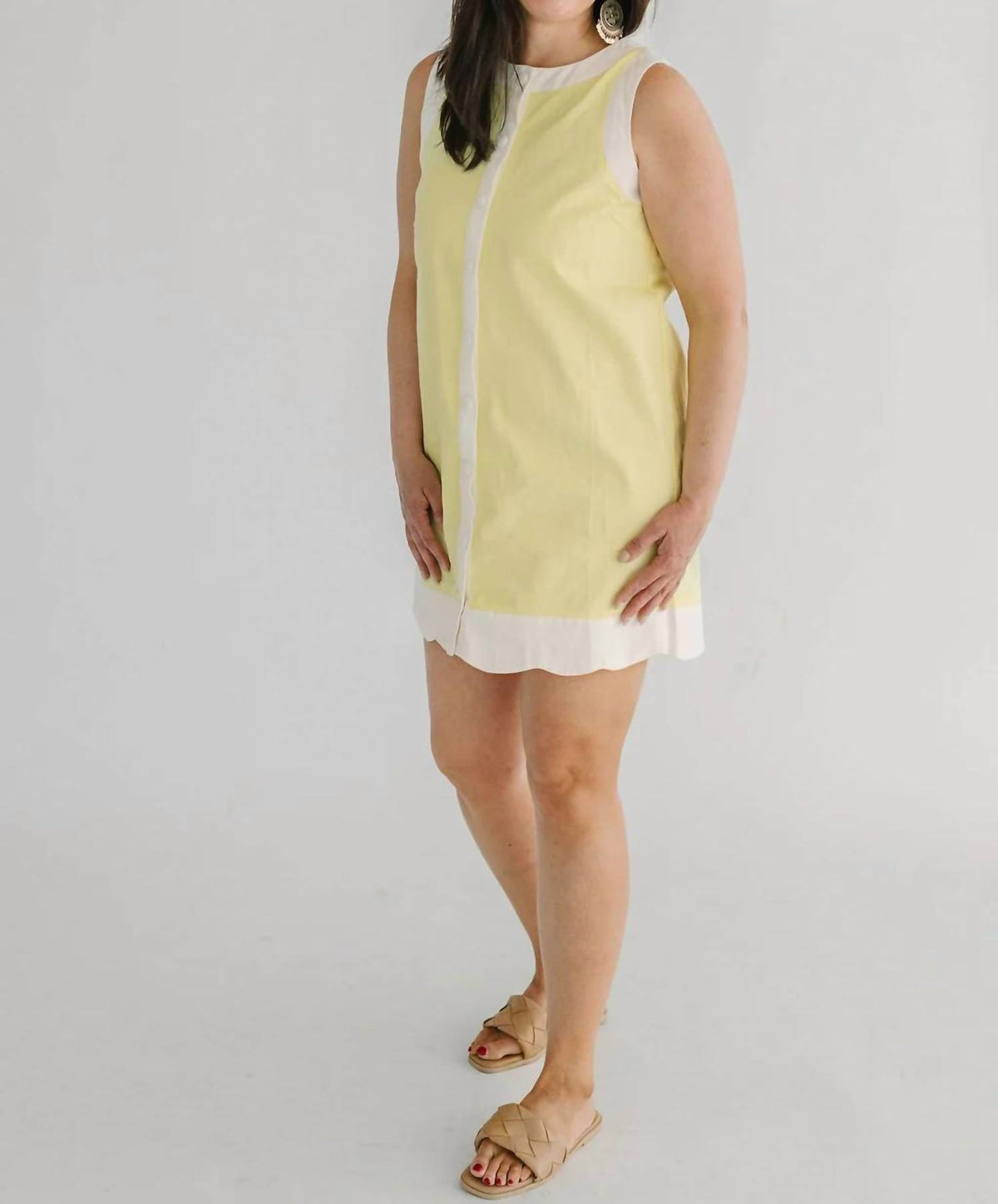 Flying Tomato - Woven Solid Mini Dress With Snap Buttons