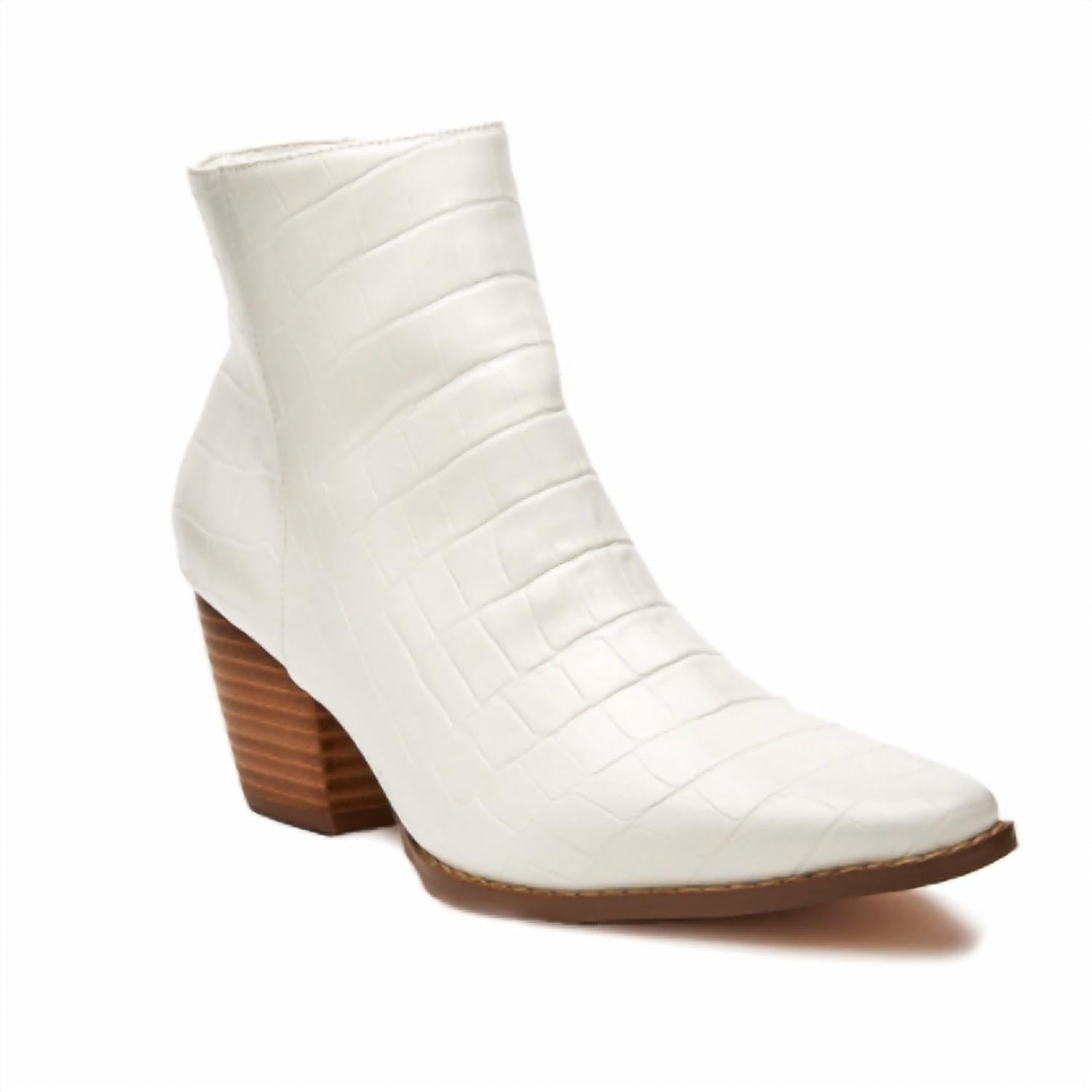 Matisse Women's Spade Booties in white croc vegan leather - women's shoe