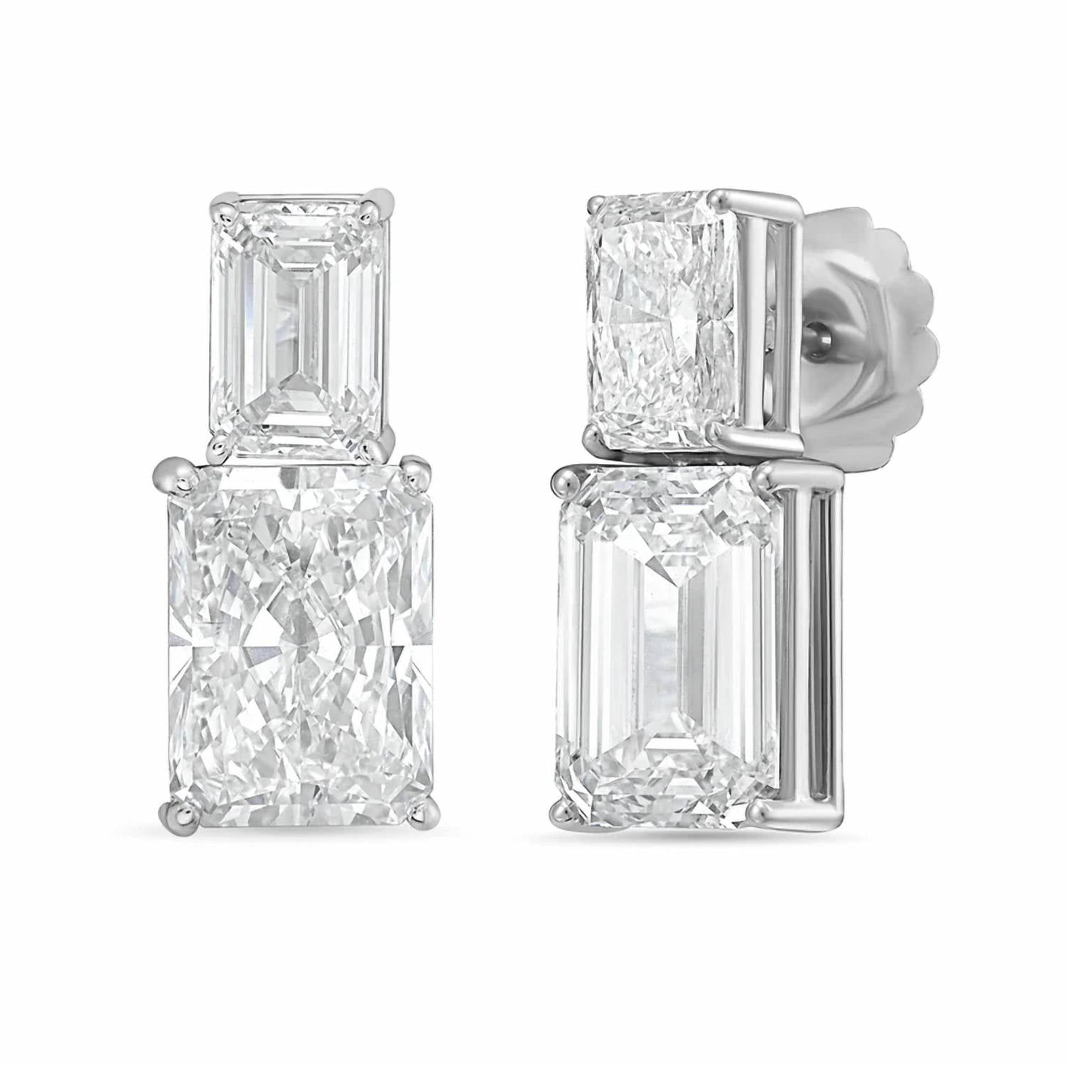 Diana M Jewels - Women's Emerald Lab-Grown Diamond Stud Earrings (8.00 Ct TCW) - Elegant Plus