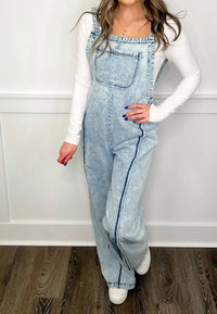Bibi - Cotton Denim Overall Jumpsuit
