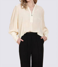 JESSIE LIU Silk Velvet Blouse in ivory - women's blouse