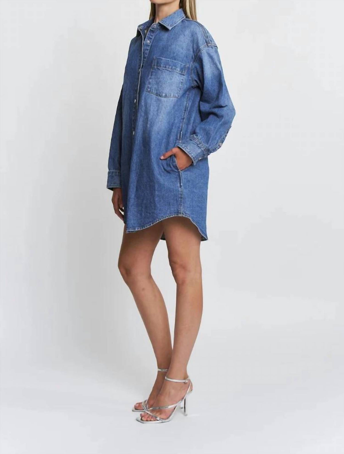 Mica Denim - Long Sleeve Mini Shirtdress