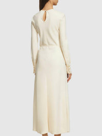 forte forte Stretch Cady Crepe Wrapover Dress in white - women's dress - detail view