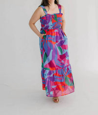 Sugarlips - Women's Tayla Abstract Smocked Maxi Dress