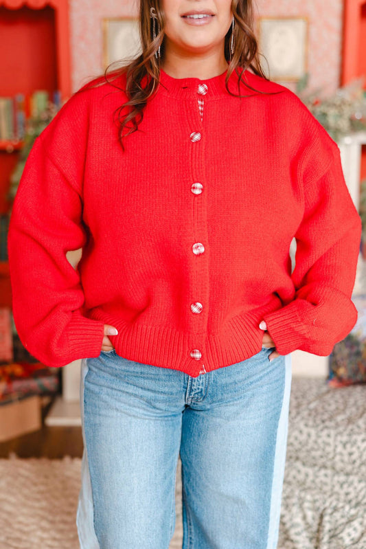 Wishlist - Plaid Button Cardigan