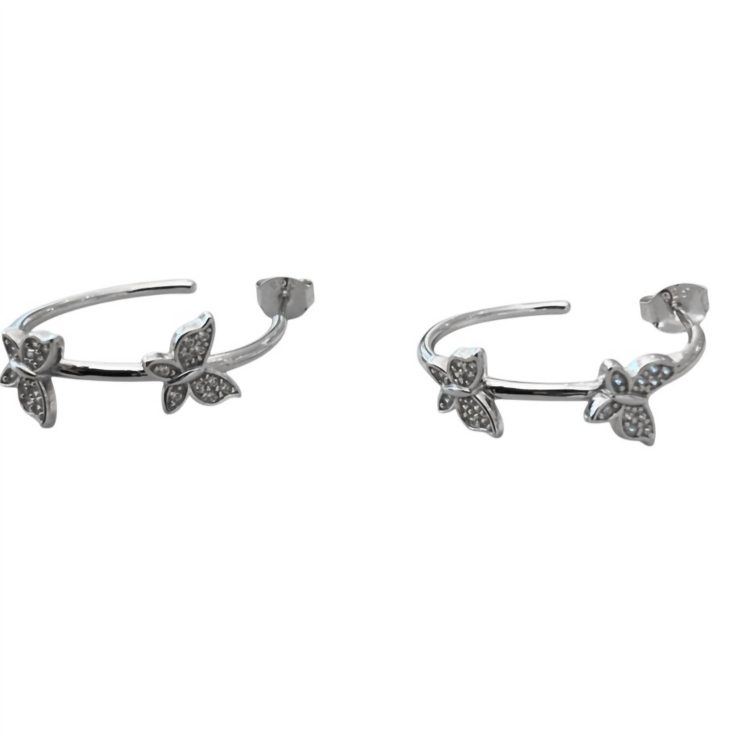 Debbie Katz Women's Hoops Earrings With Butterflies in silver - women's jewelry