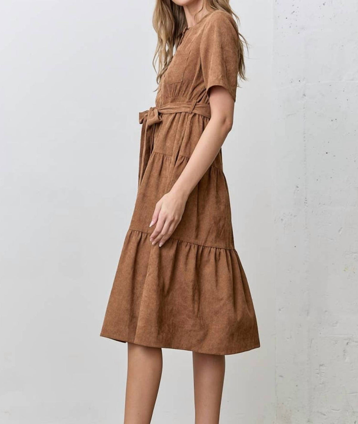 Polagram - Gabrielle Button Tiered Shirt Dress