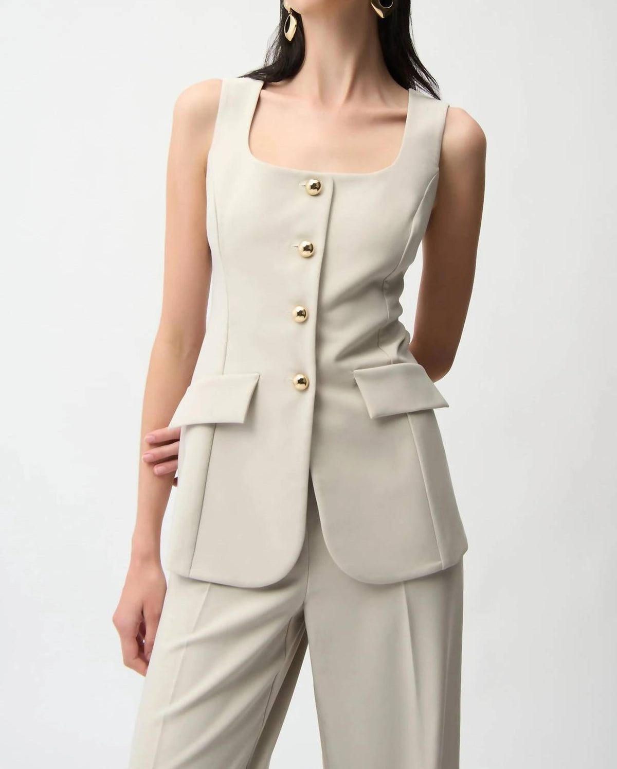 Joseph Ribkoff - Lux Twill Wide Pantsuit-style Jumpsuit