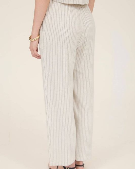 Venti6 - Clair Linen Pinstripe Drawstring Pants