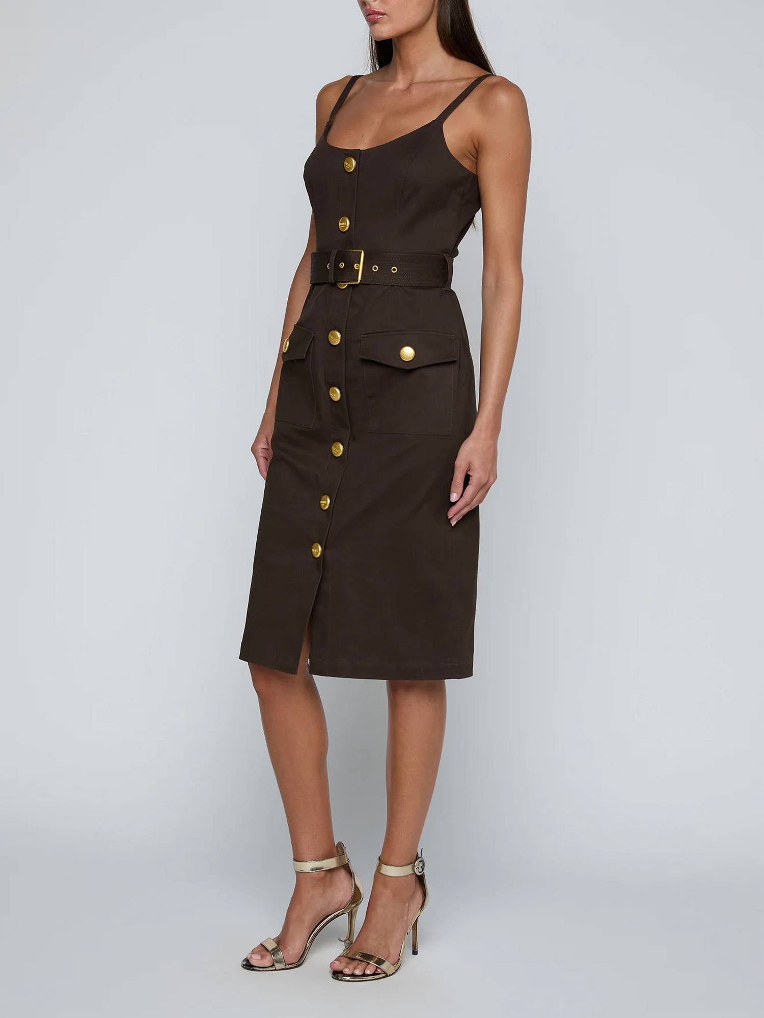 L'Agence - Ida Button-front Tank Midi Dress