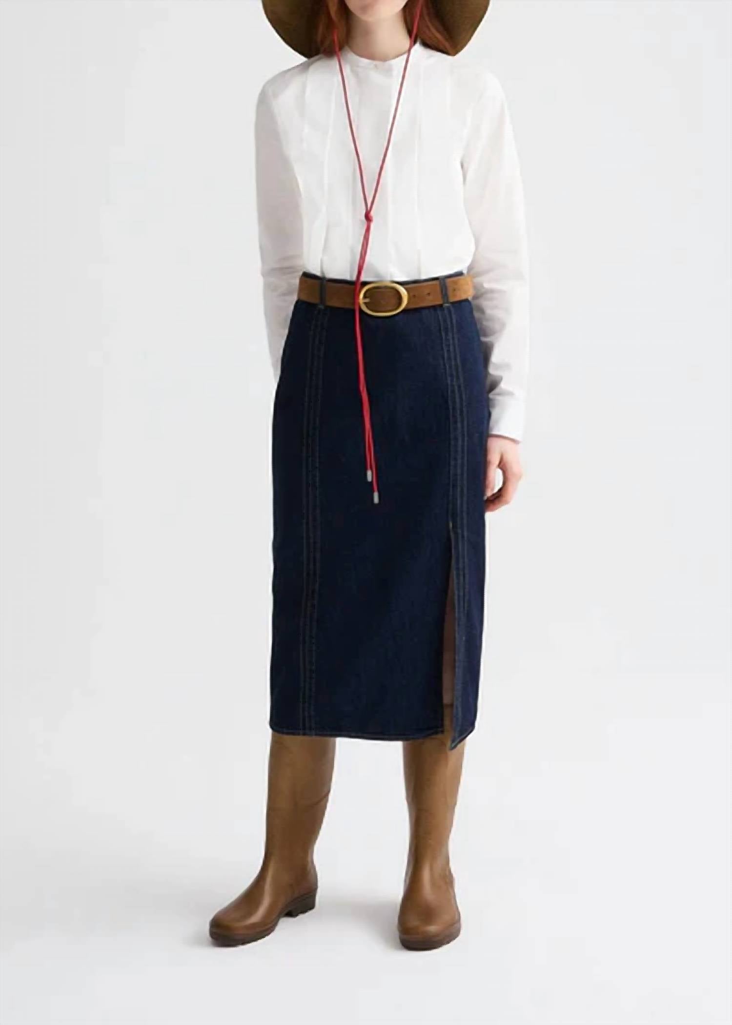 Twp - Denim Skirt With Seams