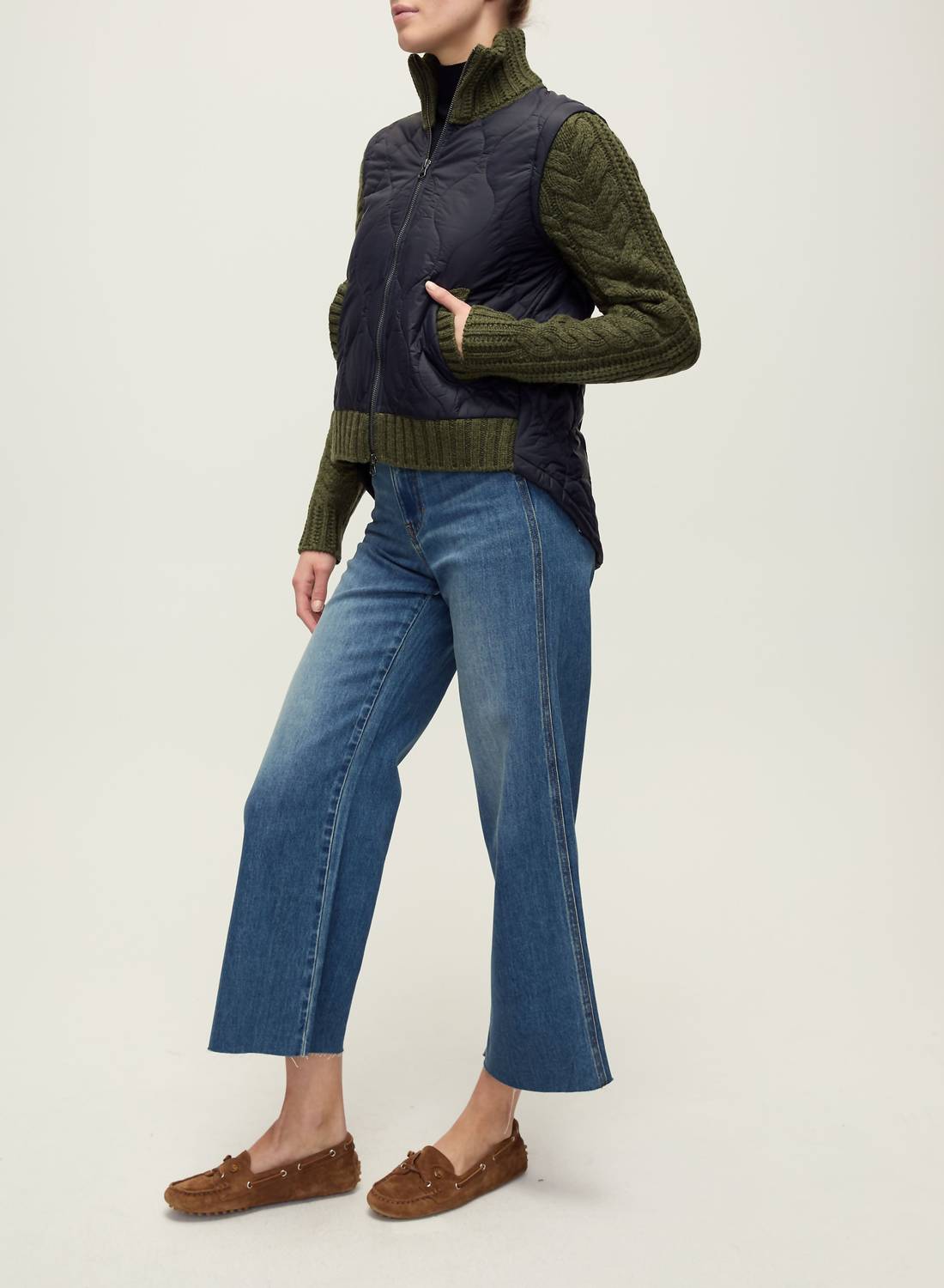 Veronica Beard - Patra Knit-sleeve Quilted Jacket