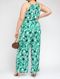 Plus Surplice Elastic Waist Jumpsuit