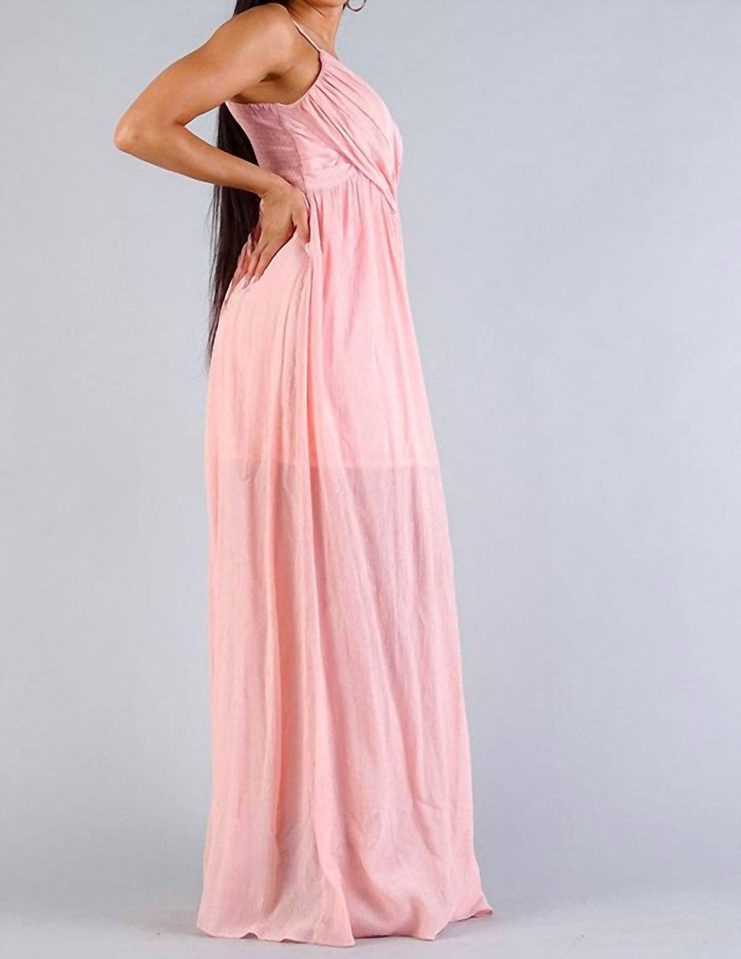 Cefian - Strap Cross Front Shirred Maxi Dress