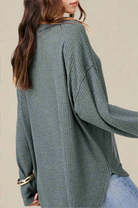 La Miel - Bree Long Sleeve Waffle Weave Casual Top