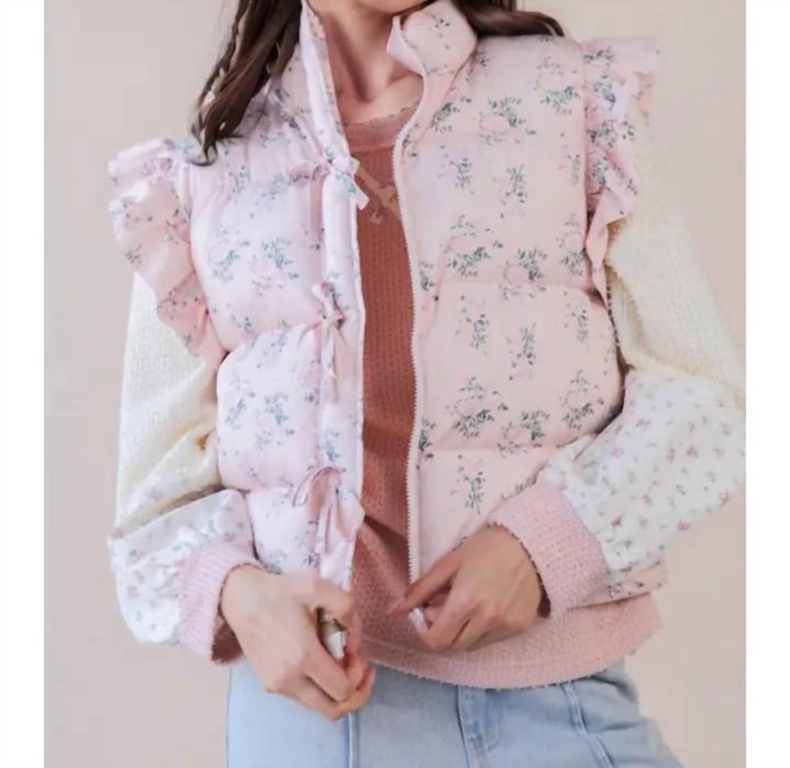 Very J - Pastel Bloom Puffer Vest