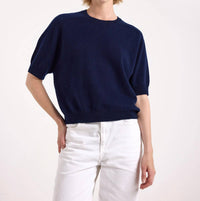 Brodie Cashmere Paige Cashmere Tee in navy - women's sweater