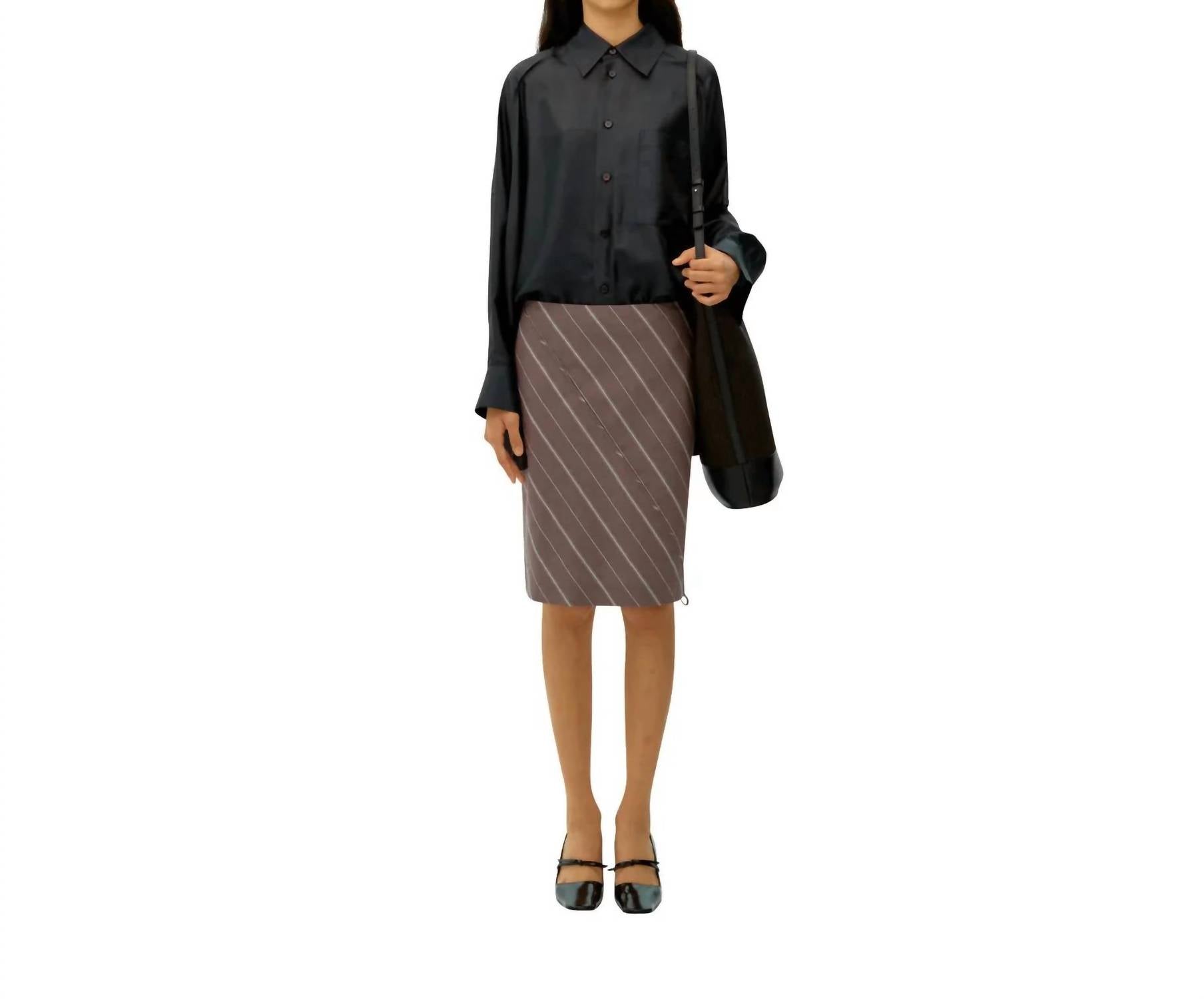 Umber Postpast - Striped Binding Detail Skirt