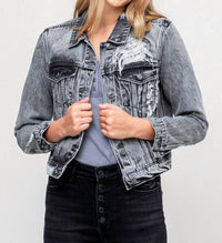 Vervet By Flying Monkey - Kimber Distressed Patched Denim Jacket