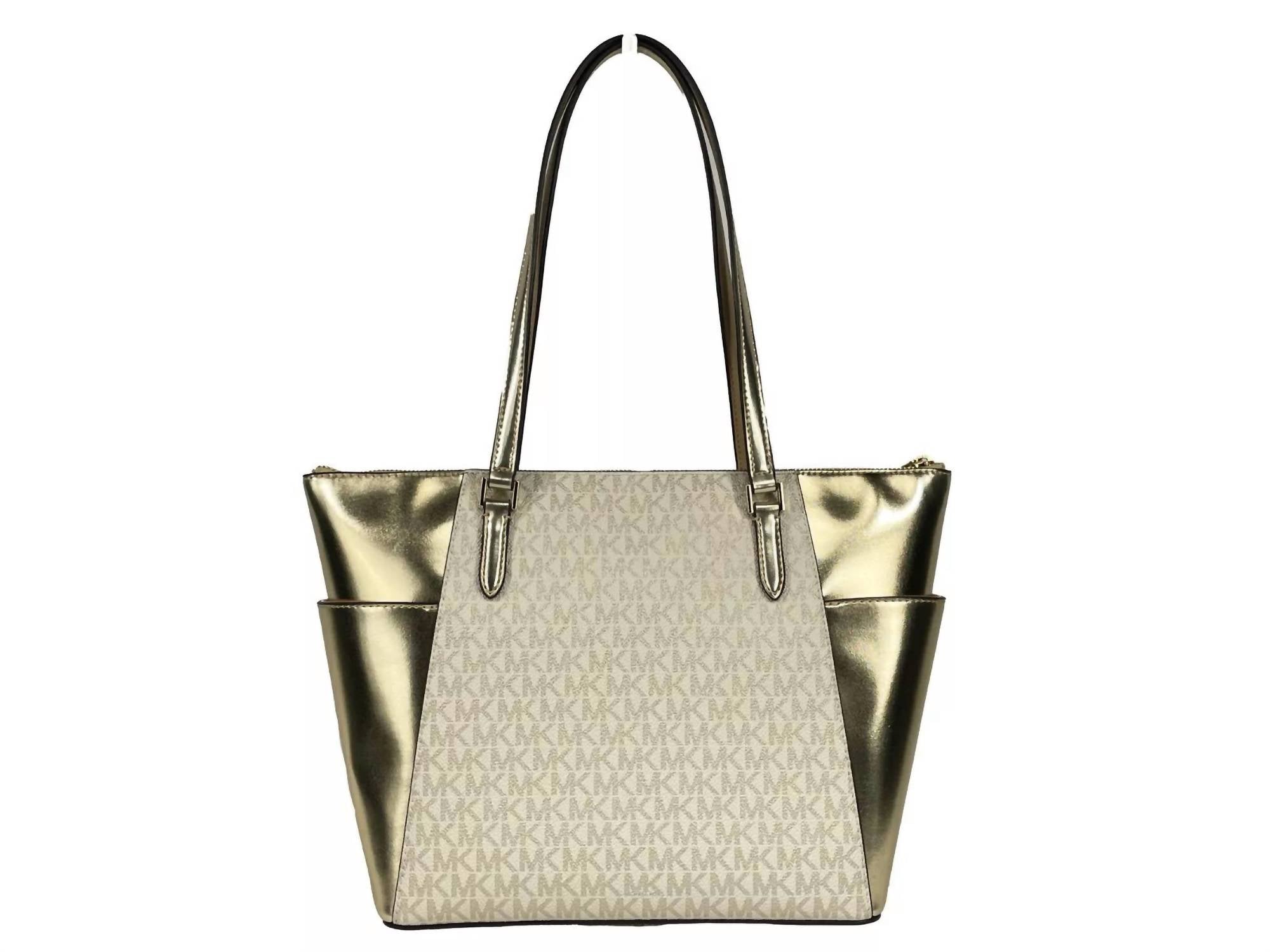 Michael Kors - Women's Charlotte Leather Top Zip Tote Bag Purse Large