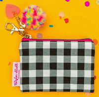 Taylor Elliott Designs - Women's Gingham Card Holder Keychain With Pom And Heart Charm